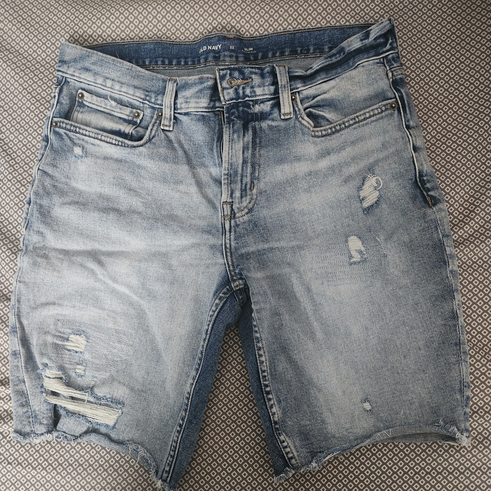 Old Navy Blue Jean Shorts Distressed Cut-Off Style